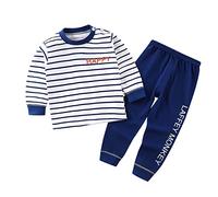 Bambini Bambino Ragazza Ragazzo Pigiama Set a Maniche Lunghe Casa con Girocollo Lunga Intimo Termico Pigiami Caldo Cotone Morbida Accogliente e Ragazzi 2