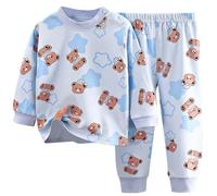 Bambini Bambino Ragazza Ragazzo Pigiama Set a Maniche Lunghe Casa con Girocollo Lunga Intimo Termico Comfort Vestito Vestiti Morbido Cotone per Dormire e Stare in