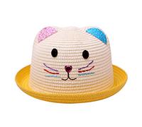 Bambini Cappello di PagliaSummer Beach Cappello cap Outdoor con Orecchie Cappelli Traspiranti Ragazzi Ragazze Sunhat,ProtezioneUV Cappellini Regolabile Morbido (Yellow, One Size)