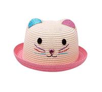 Bambini Cappello di PagliaSummer Beach Cappello cap Outdoor con Orecchie Cappelli Traspiranti Ragazzi Ragazze Sunhat,ProtezioneUV Cappellini Regolabile Morbido (Pink, One Size)