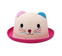 Bambini Cappello di PagliaSummer Beach Cappello cap Outdoor con Orecchie Cappelli Traspiranti Ragazzi Ragazze Sunhat,ProtezioneUV Cappellini Regolabile Morbido (Hot Pink, One Size)