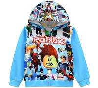 Bambini Cartoon Gioco Felpa con cappuccio Ragazzi YouTube Merch Zip Giacca Cappotto Manica Lunga Tuta per Ragazze Età 4-12Y, Blu, 4-5 Jahre