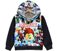 Bambini Cartoon Gioco Felpa con cappuccio Ragazzi YouTube Merch Zip Giacca Cappotto Manica Lunga Tuta per Ragazze Età 4-12Y, Nero , 4-5 anni
