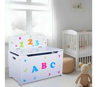 Bambini Cassapanca Panchina Panca Legno Porta Oggetti MDF Rosa Bianco Lettere