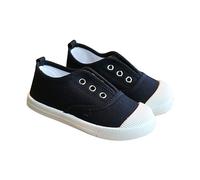 Bambini Casual Sneakers Piatto Antiscivolo Pizzo Leggero Corsa Scarpe Sportive Ragazzi Ragazze Scuola Traspirante Caviglia Canvas Sneakers Bambino Primo Walking Scarpe, Nero , 24 EU