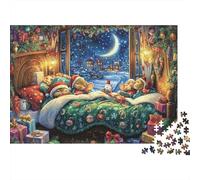 Bambini che Dormono Notte di Natale Puzzle 1000 Pezzi Puzzle per Adulti Carta Scena Invernale Relax Famiglia Regalo 52x38cm/1000pcs