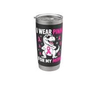 Bambini che indosso rosa per mia mamma Cool TRex Dino Cancro al seno Bicchiere termico in acciaio inox doppia parete
