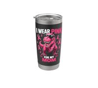 Bambini che indosso rosa per mia mamma Cool TRex Dino Cancro al seno Bicchiere termico in acciaio inox doppia parete