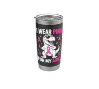 Bambini che indosso rosa per mia zia Cool TRex Dino Cancro al seno Bicchiere termico in acciaio inox doppia parete