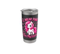 Bambini che indosso rosa per mio cugino Carino Pony Cancro al seno Bicchiere termico in acciaio inox doppia parete