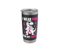 Bambini che indosso rosa per mio cugino Cool TRex Dino Cancro al seno Bicchiere termico in acciaio inox doppia parete