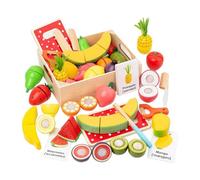Bambini Che Tagliano Giocattoli Alimentari - Set Di Cibo In Legno Gioca Con Frutta Vegetariana Realistica, Strumenti Per La Cucina Di Apprendimento Precoce | Flashcard Educative E Scatola Di Archiviaz