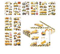 Bambini compleanno cantiere tema asciugamani 10 ospiti set festa architettura con 40 asciugamani 30x40 cm e 10 tatuaggi temporanei 6.8x12 cm decorazione a tema scavatrice partito