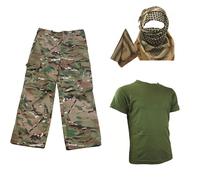 Bambini Confezione 2 Hmtc Mtp Multicam Match - Camicia Pantaloni Shemagh Soldato