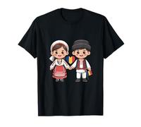 Bambini Contadini Rumeni Costume Tradizionale Popolare Maglietta