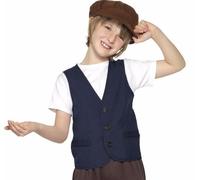 Bambini Costume Povero Vittoriano Contadino Ragazzo Kit Gilet & Tappo Da Smiffys
