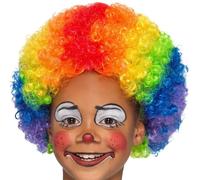 Bambini Crazy Clown Arcobaleno Costume Parrucca Afro Multicolore Afro Da Smiffys
