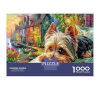 Bambini e cuccioli Cartone Spesso 1000 Pezzi Del Puzzle Gioco Di Puzzle Terrier Yorkshire Porch con Enigma Per Lo Stress Relief E Da Viaggio, Un Grande Enigma Del Regalo Di Natale 38x26cm/1000pcs