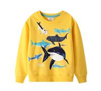 Bambini e Ragazzi Felpe Squalo Bambina Sweatshirts Pullover Maglione Maniche Lunghe Scollo Rotondo Top Maglietta per Bambini 3-4 Anni