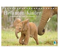 Bambini elefanti: minuscoli nel paese dei giganti (calendario da tavolo 2026 DIN A5 quer), calendario mensile CALVENDO: i bambini africani giocano nella protezione del tuo gregge (CALVENDO Animali)
