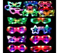 Bambini Gadget Festa di Compleanno Led Occhiali 12Pcs Regali Luce Fino Giocattoli Bambini Rave Gadget Festa al Neon Omaggi per Goodie Bag Occhiali Festa Compleanno Bagliore nel Buio Giocattoli Regali