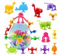 Bambini Giocattoli a Ventosa, Giocattoli Bagno a Forma di Animale, 40 Pezzi Silicone Giocattoli a Ventosa, Pop Sucker Toys, Giocattoli Sensoriali