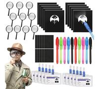Bambini Giocattolo Detective 50 Pezzi, Penna UV Taccuino Carte D'Identità Detective Lente D'Ingrandimento, Kit Spionaggio Gioco Detective per Bambini Il Gioco di Ruolo Detective Regali di Compleanno