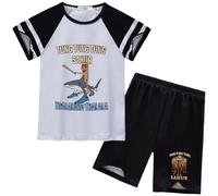 Bambini Homewear Pantaloncini a Maniche Corte Pigiama, Italiano Brainrot Animali Tung Tung Tung Sahur Ragazzi Estate Nuovo Pigiama,Nero,100cm