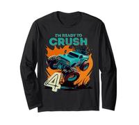 Bambini I'm Ready to Crush 4 Monster Truck Compleanno di 4 Anni Maglia a Manica