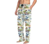 Bambini Immagini Di Animali Su Una Bicicletta Pigiama Pantaloni Uomo, Pantaloni Lounge Pantaloni Pigiama Da Uomo, Rilassato Sonno Coulisse Pantaloni con Tasche, Multicolore, XXL