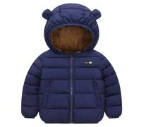 Bambini Invernale Giacca Bambina Cappotto con Cappuccio e Cerniera Caldo Leggero Antivento Giubbino Ragazzi Giubbotti Tinta Unita Piumino con Tasche per Bambino Unisex 1-7 Anni (01 Navy, 3-4 Years)