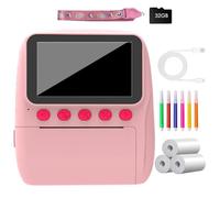 Bambini Istantaneamente Macchine Fotografiche Con Carta 32GB 3Roll Carta Da Stampa Per 1080P Video Bambini Disegni 1300mAh Batteria