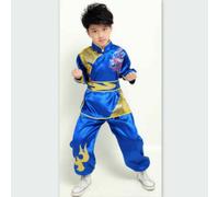 Bambini Kung Fu Abito Satin Rana Bottoni Paillettes Cinese Tradizionale Tai Chi