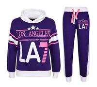 Bambini LA7 Tuta Due Colori Set Felpa & Joggers Pantaloni Ragazze Età 5-13