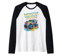 Bambini Monster Truck Drip Colorful Graffiti Ice Cream Drip Boy Maglia con Maniche Raglan