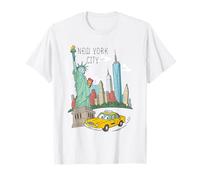 Bambini New York City Cartoon Taxi Statua Skyline NYC Souvenir Maglietta