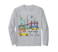 Bambini NYC Souvenir New York City USA Icone Giallo Taxi Piccione Maglia a Manica