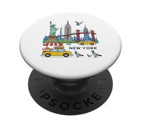 Bambini NYC Souvenir New York City USA Icone giallo taxi piccione PopSockets PopGrip Adesivo