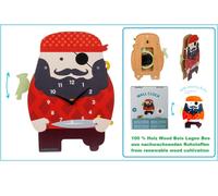 Bambini Parete Pirata 100% Legno + Movimento Pappagallo Auf Der Spalla Ca