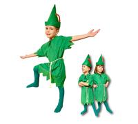 Bambini Peter Pan Costume da Favola Elfo Unisex Vestito Natale 6-8