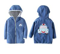 Bambini Pile Polare Giacca con Cappuccio Bambino Piccolo Felpa Caldo Cappotto Casual con Cerniera Stagioni di Transizione Primavera Autunno Inverno, Motivo Macchina Polizia Blu 90