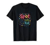 Bambini Polka DOT Spot The Cute Kid Fun Wear Maglietta, Uomo, Nero, L