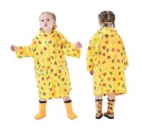 Bambini Poncho Antipioggia Impermeabile per Ragazze Riutilizzabile Giacca Antipioggia con Tasca Ragazzi Cerniera Abbigliamento da Pioggia Auto Gialla 6-8 Anni