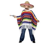 Bambini Poncho Messicano Mexico Costume Western Bandito Nuovo