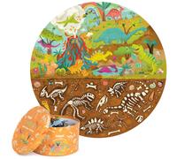 Boppi Puzzle Bambini 150 Pezzi - Giochi Bambini Per 5 6 7 8 Anni - Giochi In Scatola Educativi - Gioco Da Tavolo - Puzzle Dinosauri Rotondo - Regalo Bambina e Bambino - Diametro 58cm Ecofriendly