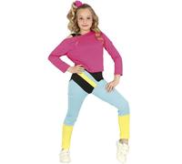 Bambini Ragazze 1980s Ginnastica Costume 80s Aerobica Ragazza Vestito Fg