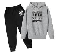 Bambini Ragazze 2 Pezzi Abiti Autunno Con Cappuccio Thats What I Do I Fix Stuff and I Know Things Tuta Bambino Casual con Cappuccio Tuta Allenamento Set Joggers Sciolto Inverno Autunno Due Pezzi