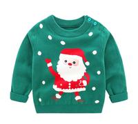 Bambini Ragazzi Maglione di Natale Felpa Inverno Ragazze Manica Lunga Renna Pullover Albero di Natale Stampa Maglione Bambino Natale Abiti Verde 3-4 Anni