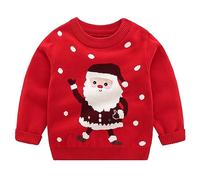 Bambini Ragazzi Maglione di Natale Felpa Inverno Ragazze Manica Lunga Renna Pullover Albero di Natale Stampa Maglione Bambino Natale Abiti Rosso 3-4 Anni