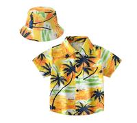Bambini Ragazzi Ragazze Fiore Turistico Costume Button Down Camicie Hawaiane Manica Corta Cartoon Carino Aloha Tropical Dress Top Risvolto Spiaggia Grafica Cool Vacanza Casual Estate Colorato, Giallo